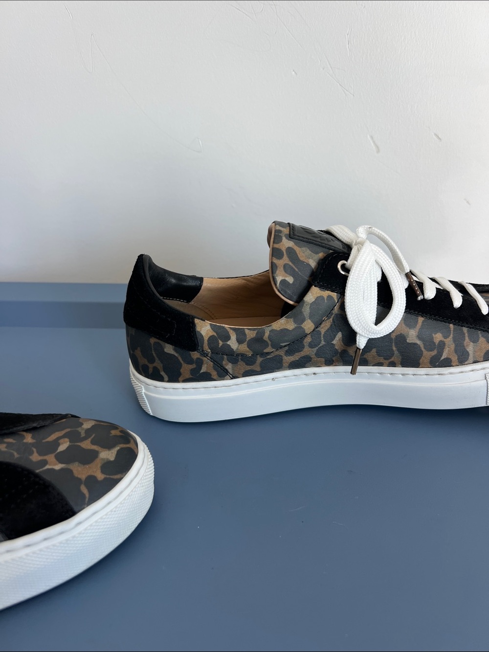Belstaff dagenham leopard canvas suede low top sneakers tasmin gold colorway 41 - Picture 10 of 11